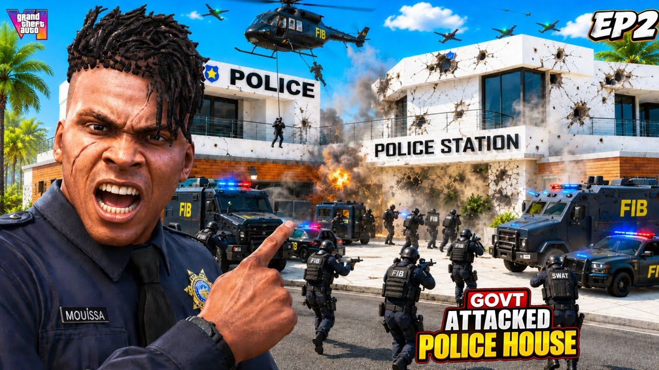 GTA 5: Franklin Police Station House Raided & Attacked By FIB & SWAT Force 🥶 Ps gamester 