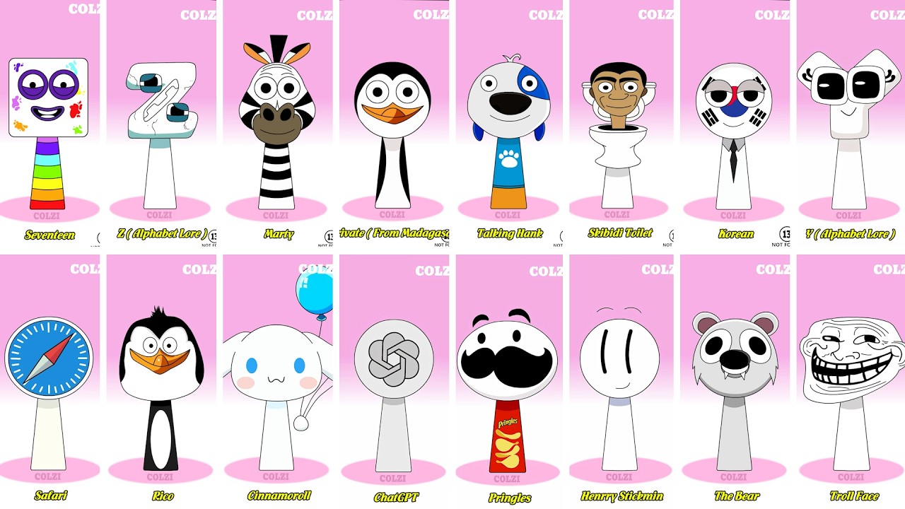 Incredibox Sprunki OC Phase 1 to Phase 2 Seventeen, Z Alphabet Lore, Taking Hank, Troll Face