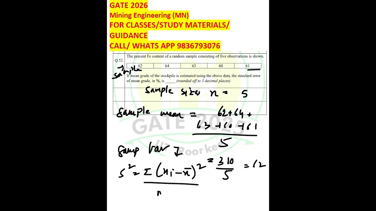 GATE Mining Engineering (MN) Q52 Answer Key & Solution Explained #GATE2025 #MN #MiningEngineering