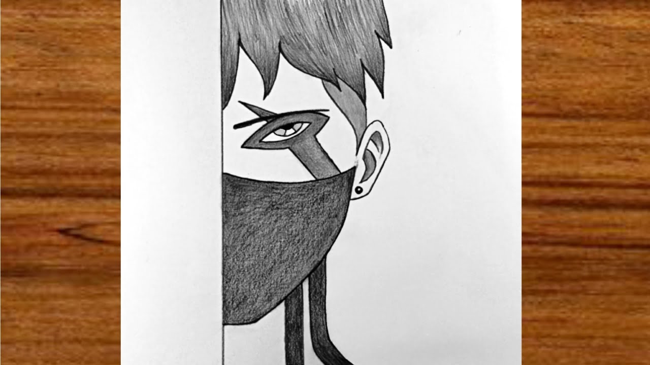 How to Draw Anime Boy Wearing Face Mask | Step-by-Step Pencil Drawing Tutorial