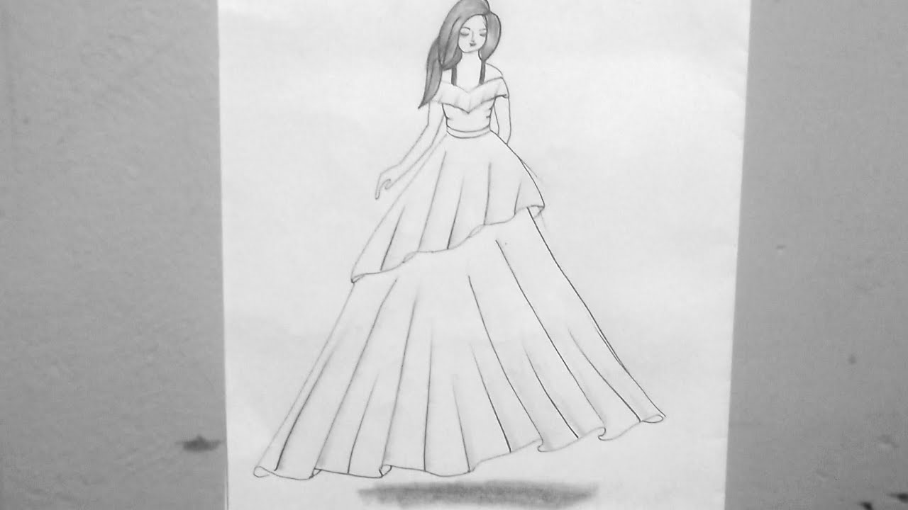 How to draw a girl with beautiful dress l How to draw a girl with beautiful dress for beginners