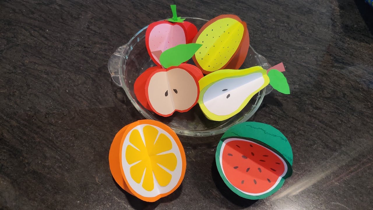 3D PAPER FRUIT | SCHOOL PROJECT | ORANGE | WATERMELON | PEAR | KIWI | APPLE | STRAWBERRY #3dfruit