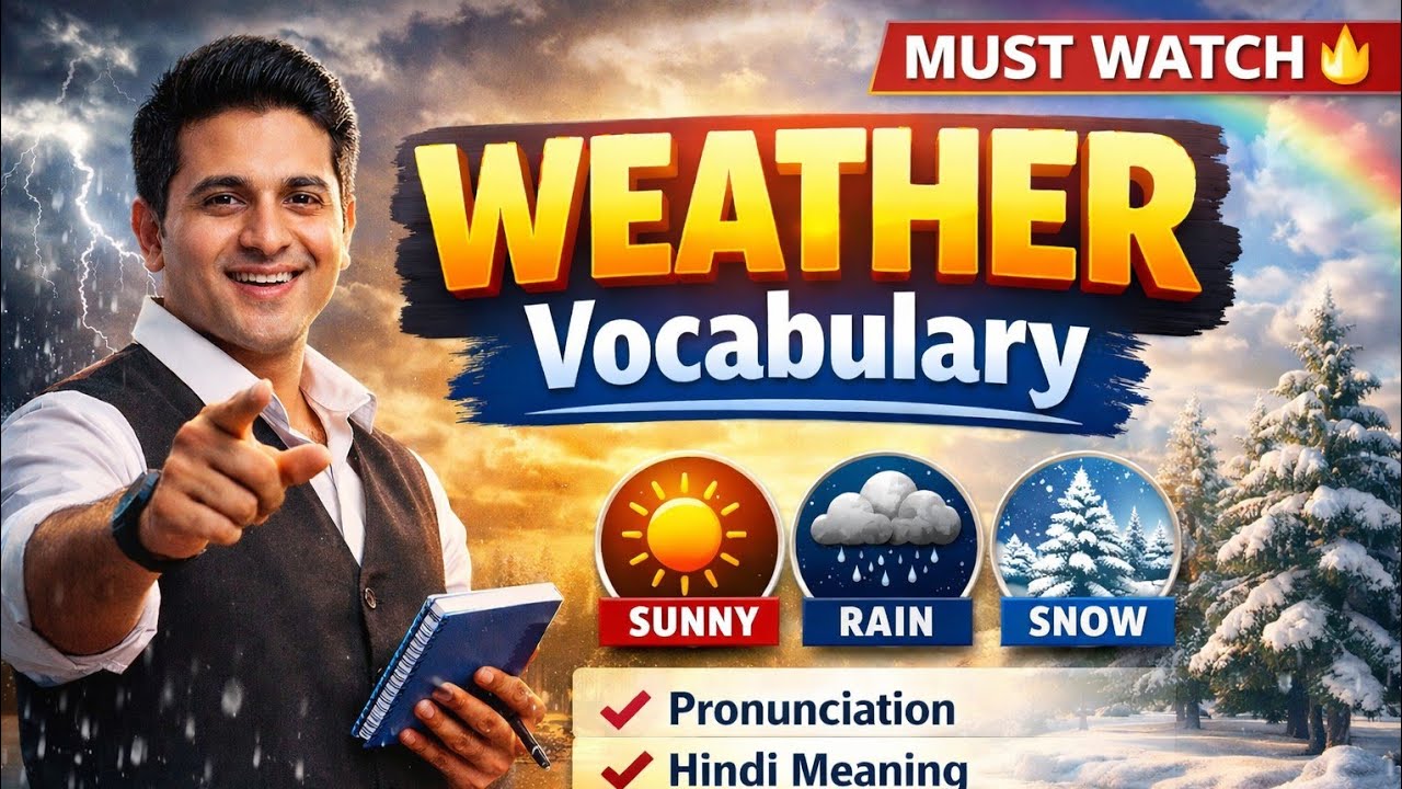 🌈 Weather English Vocabulary | Daily Use Words with Hindi | MUST WATCH