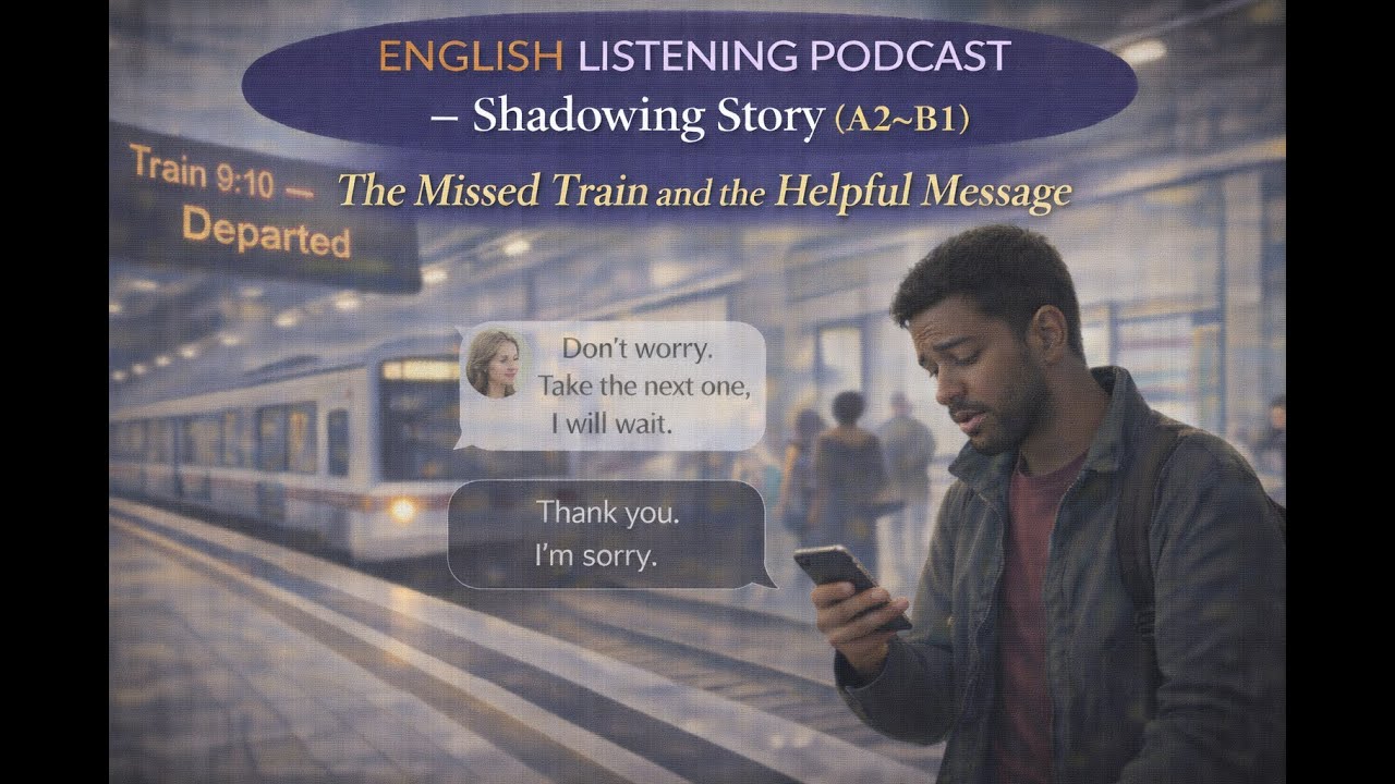 English Shadowing Practice | Missed Train Story (A2–B1)