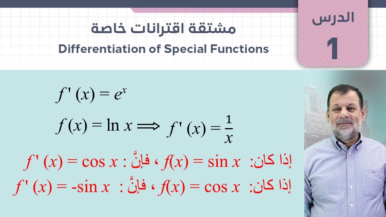 1 مشتقة اقترانات خاصة  - رياضيات توجيهي (علمي - صناعي - جيل 2007 )
