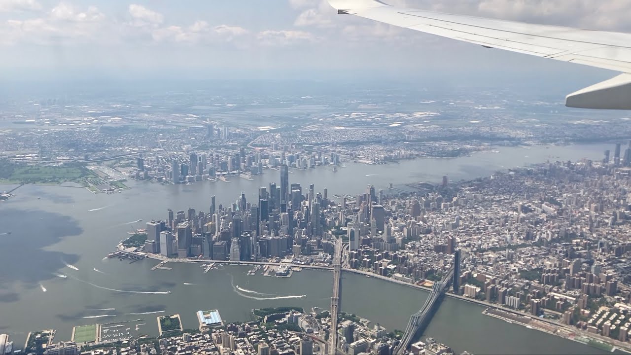 Airplane Landing at LaGuardia Airport NYC