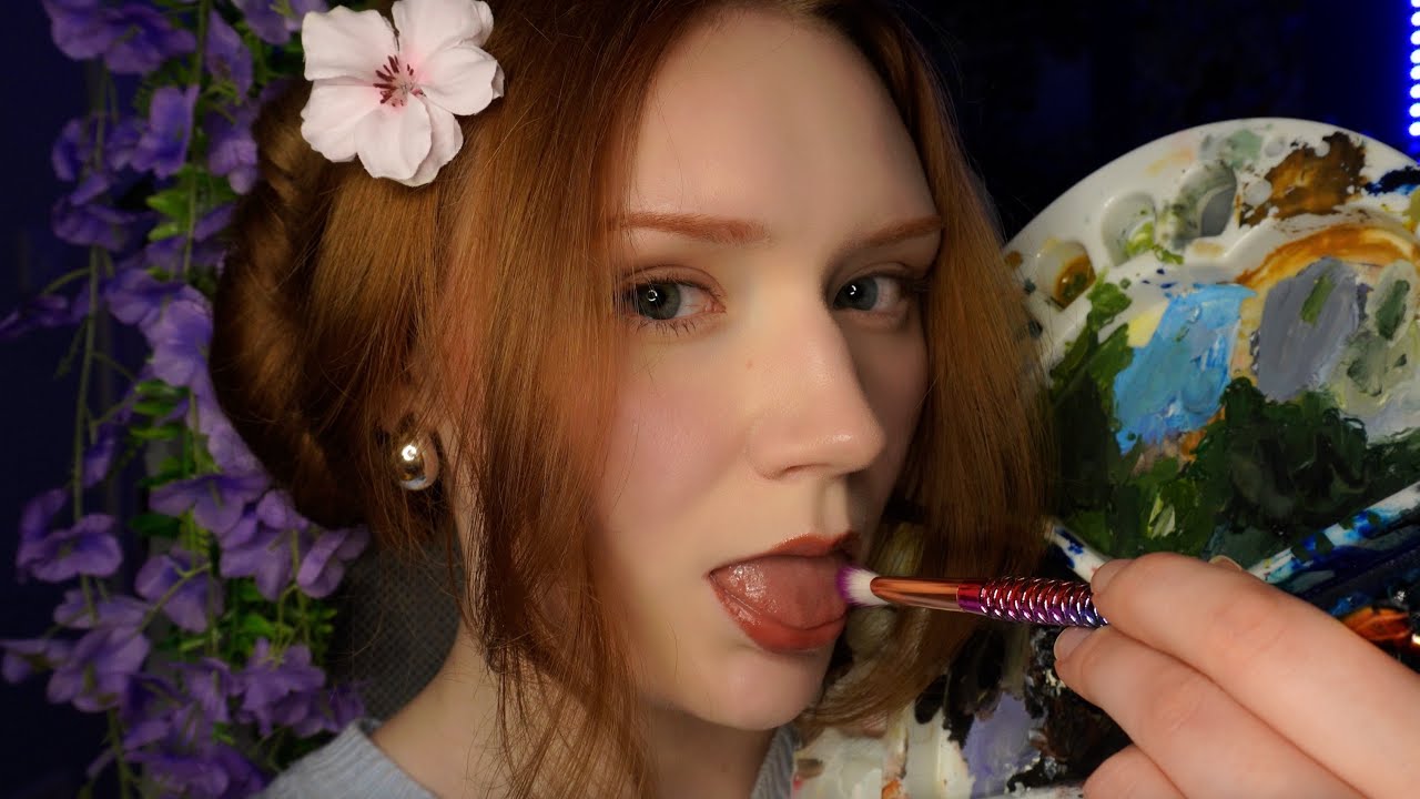 ASMR Spit painting, Face painting, Kisses painting 🥰 😛