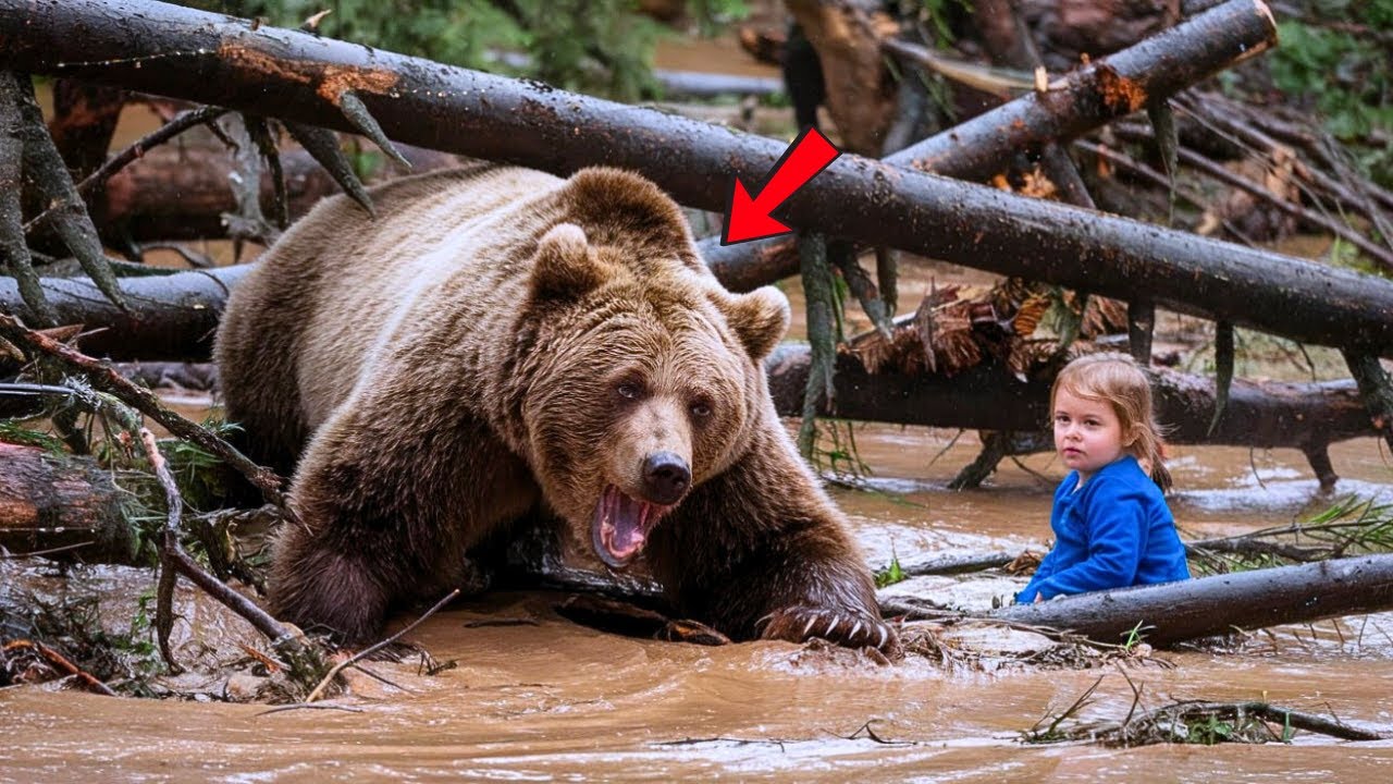 Baby Rescue a Mother Bear Stuck in the Flood Water- What Happened Next was Shocking