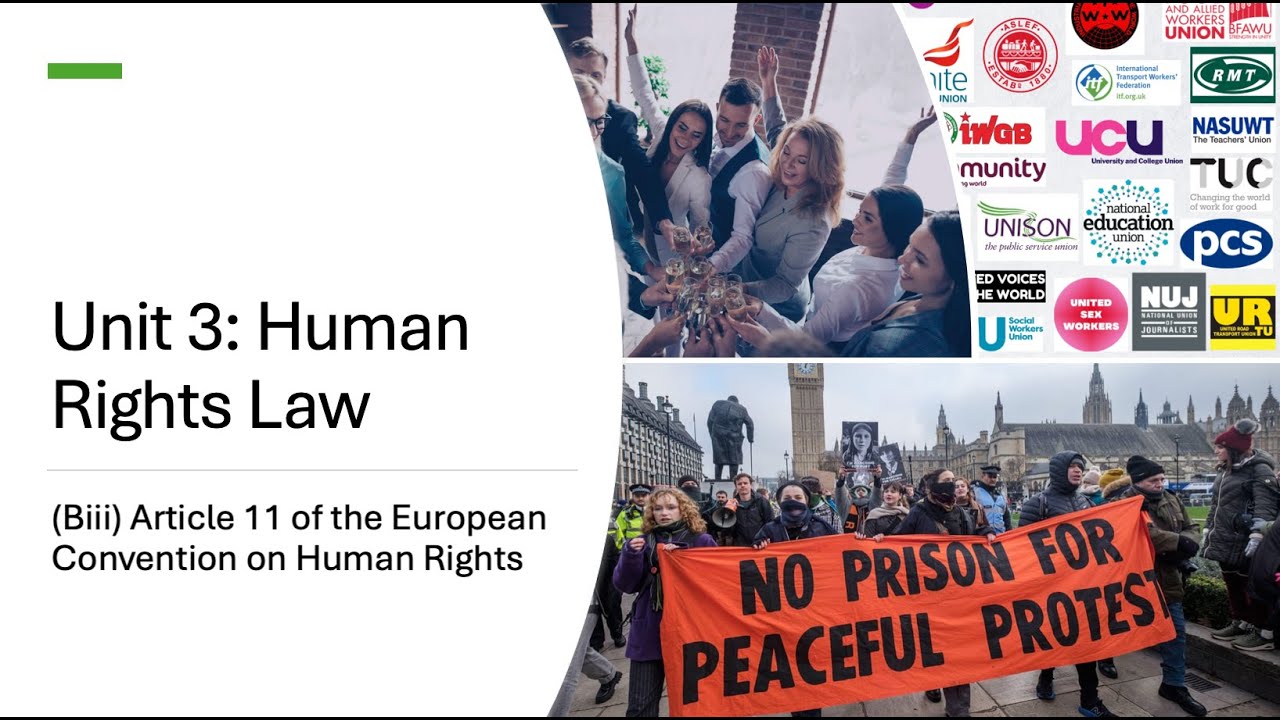 A-Level Law: Human Rights Law (Biii) Article 11 of the ECHR