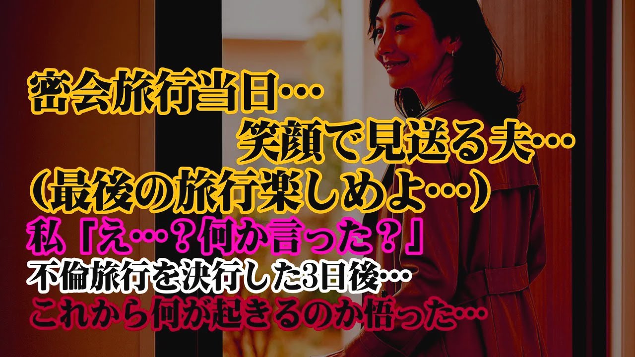 【離婚】密会旅行当日、笑顔で夫(最後の旅行楽しめよ）私「え…？何か言った？」→気にせず不倫旅行を決行した私は何も知らず3日後…空っぽの家に帰宅した瞬間、全てを悟った…これから何が起きるのか…【シタ妻】