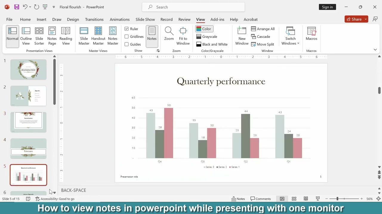 How to view notes in PowerPoint while presenting with one monitor