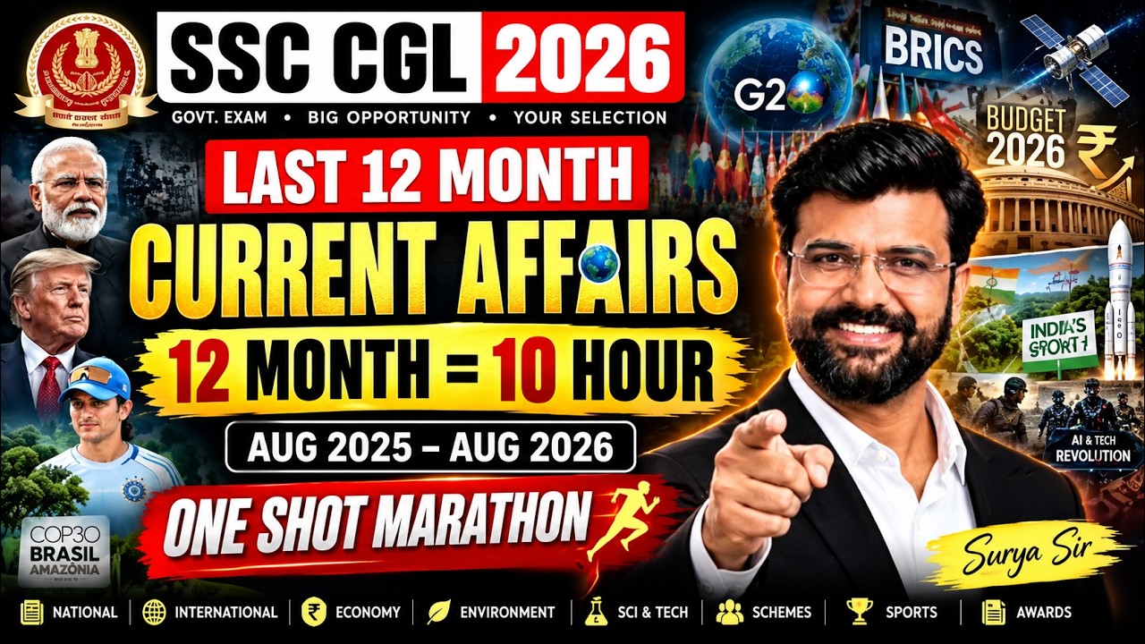SSC CGL 2026 Current Affairs | Last 12 Months Current Affairs | 1 Year Current Affairs for SSC CGL