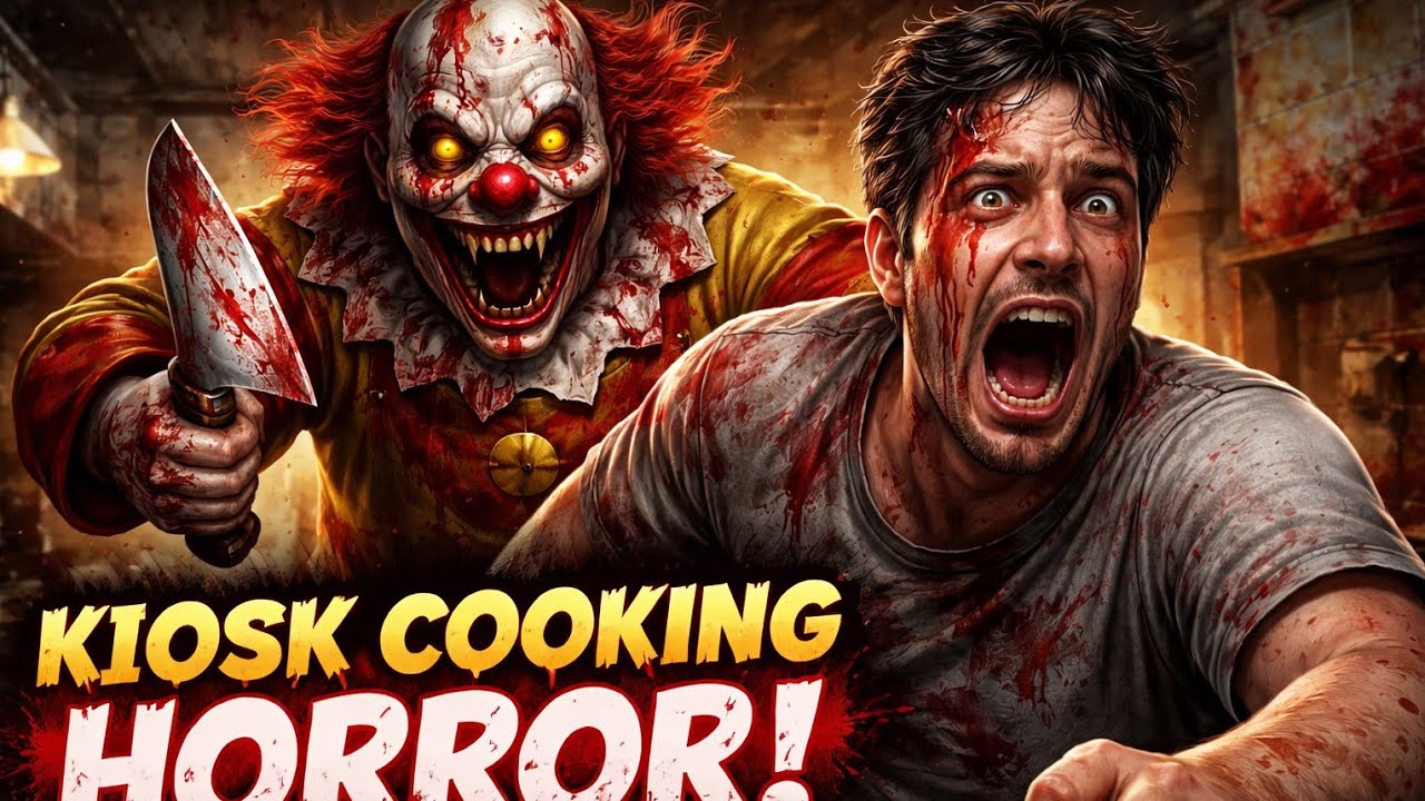 KIOSK COOKING 🍳🔪 HORROR GAME 🎮 complete Part 1 ,kiosk horror game complete video,