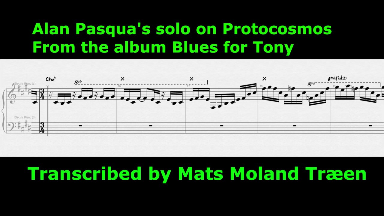 Protocosmos - Alan Pasqua solo from Blues for Tony TRANSCRIPTION