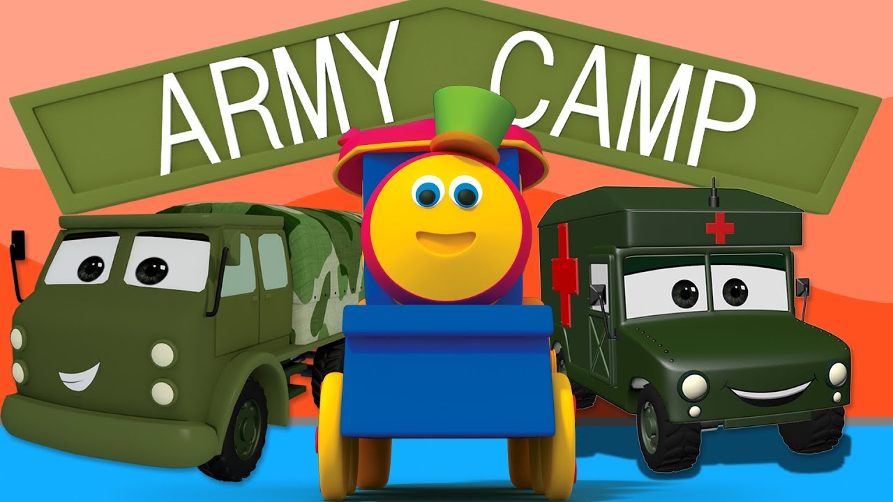 บ๊อบรถไฟ | เยี่ยมชมค่ายทหารบก | เรียนรู้ยานพาหนะ | Bob Train Videos | Visit to Army Camp