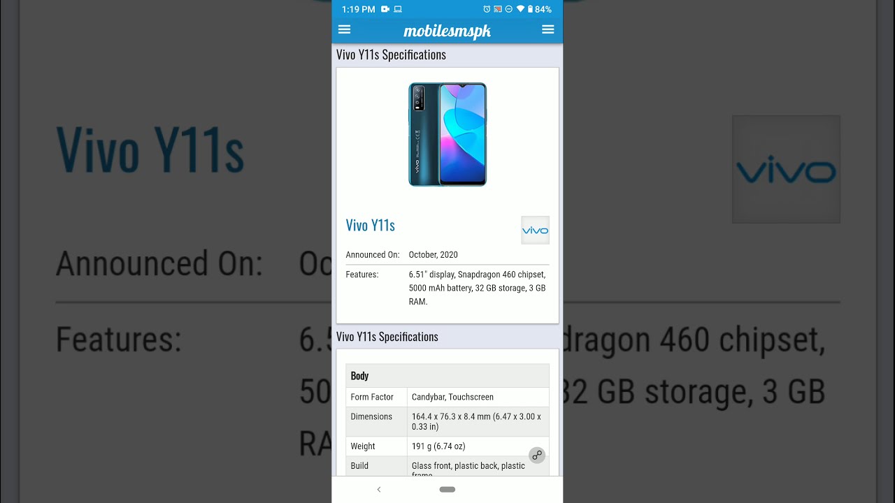 Vivo Y11s Specs