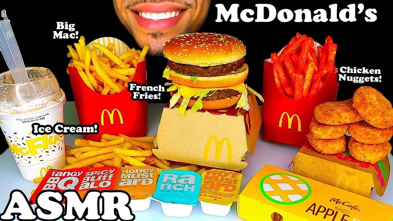 MCDONALD'S CHICKEN NUGGETS BIG MAC HOT FRIES OREO MCFLURRY EATING SHOW SOUNDS JERRY ASMR 먹방