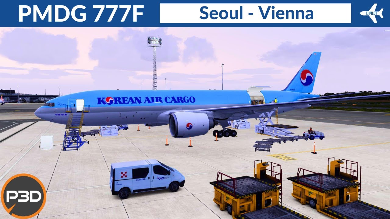 [P3D v5.1] PMDG 777F Korean Air Cargo | Seoul to Vienna | Full flight