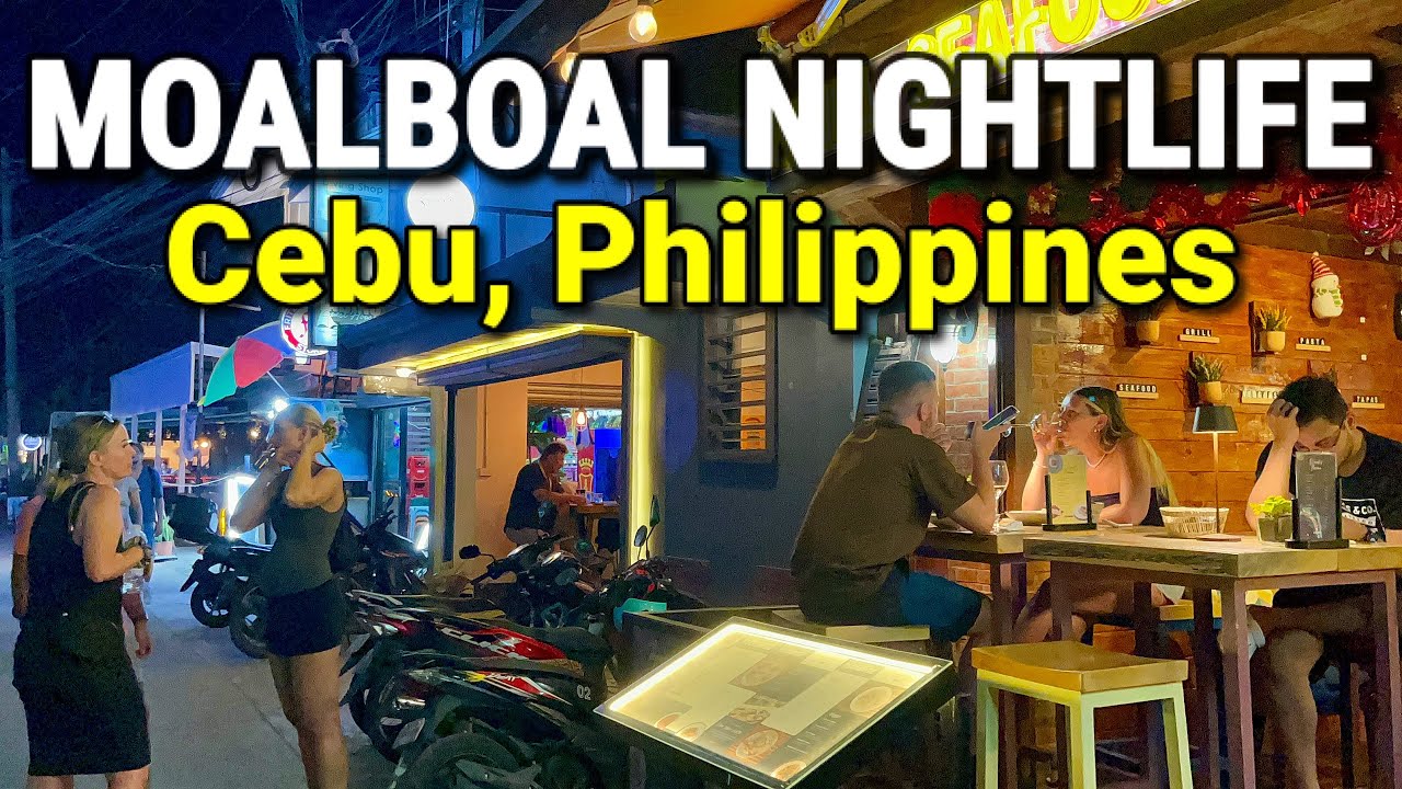 NIGHTLIFE in MOALBOAL CEBU | Panagsama Beach Night Walk - Cebu, Philippines