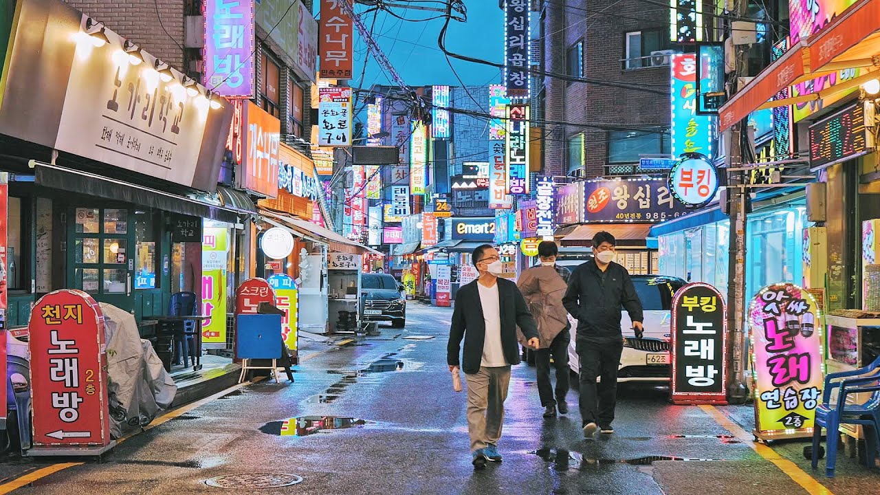 [4K] Seoul Night Walk After Rain - Suyu Food Street & Traditional market | 서울야경산책-수유리먹자골목,수유재래시장,미아역