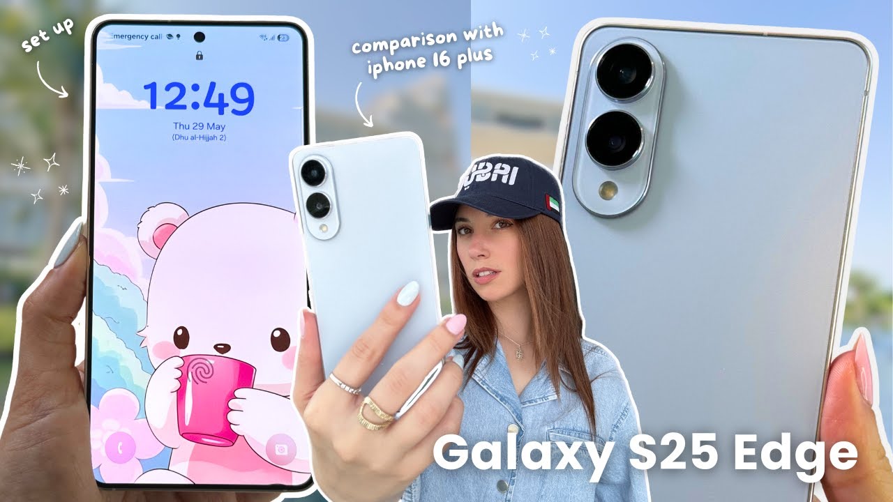 Samsung Galaxy S25 Edge (icyblue) ❄️✨ aesthetic unboxing, iPhone 16 comparison, set up & camera test