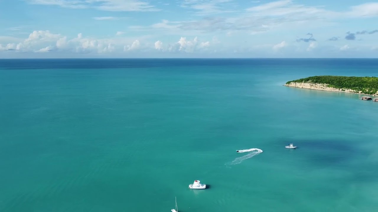Dickinson Bay in Antigua (aerial, with drone)