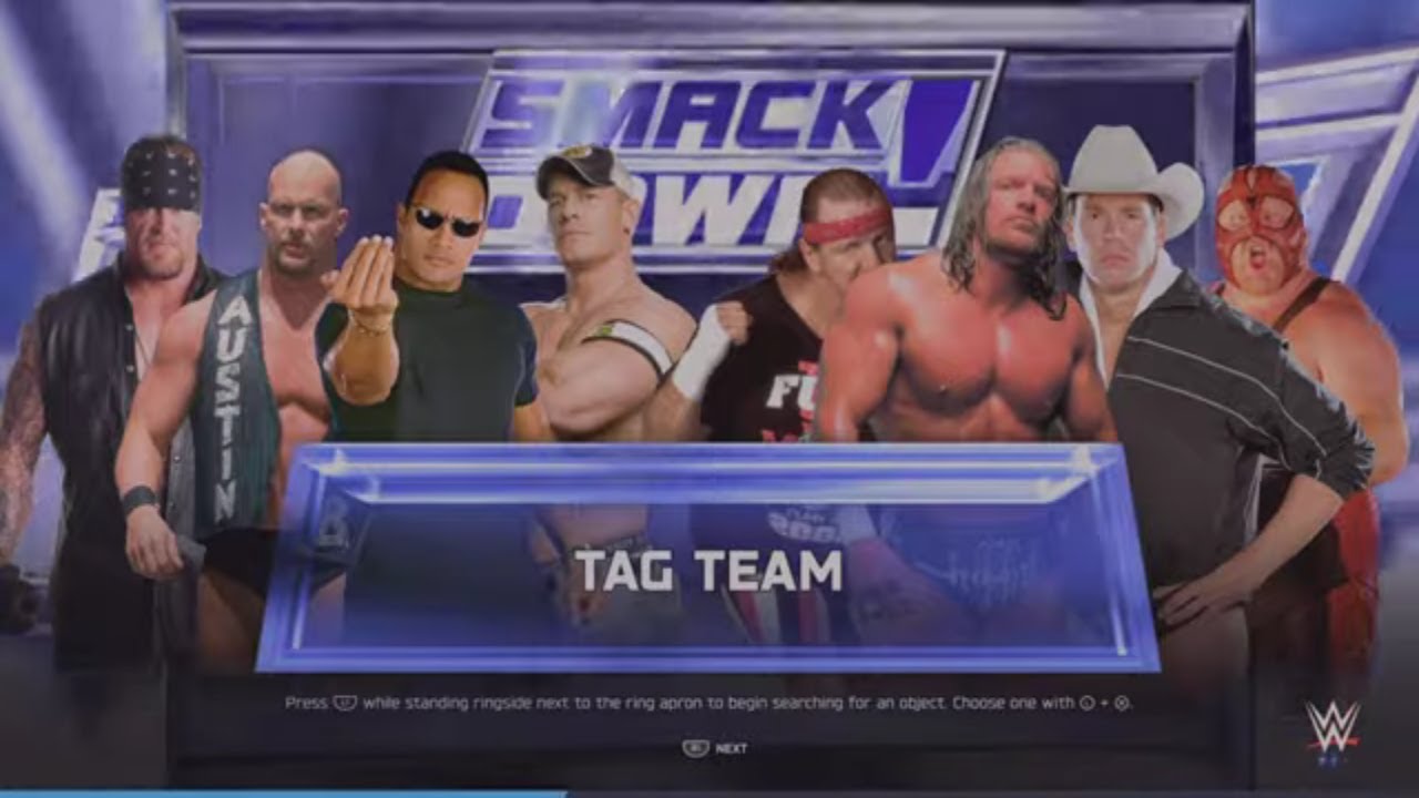 WWE 2K25 Rock, Austin, Cena, Undertaker VS Triple H, Funk, JBL, Vader 4 VS 4 Elm. Tag Match