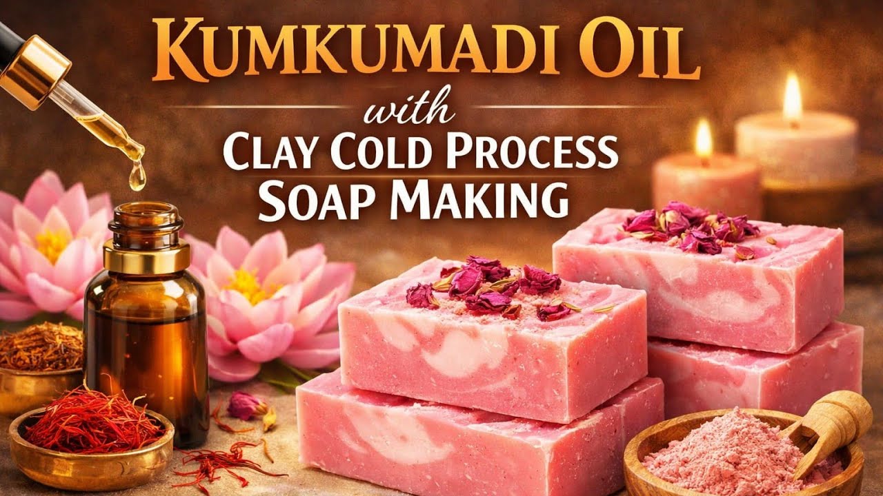 Kumkumadi Oil & Clays Soap Making | Cold Process Soap Brightening Clay Soap tamil 