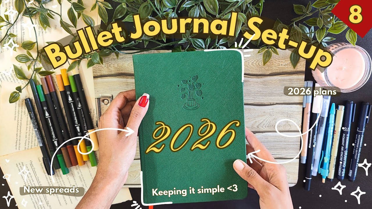 My 2026 Bullet Journal set-up - Process & Flip though!! Bookmas 🌲 Day 8