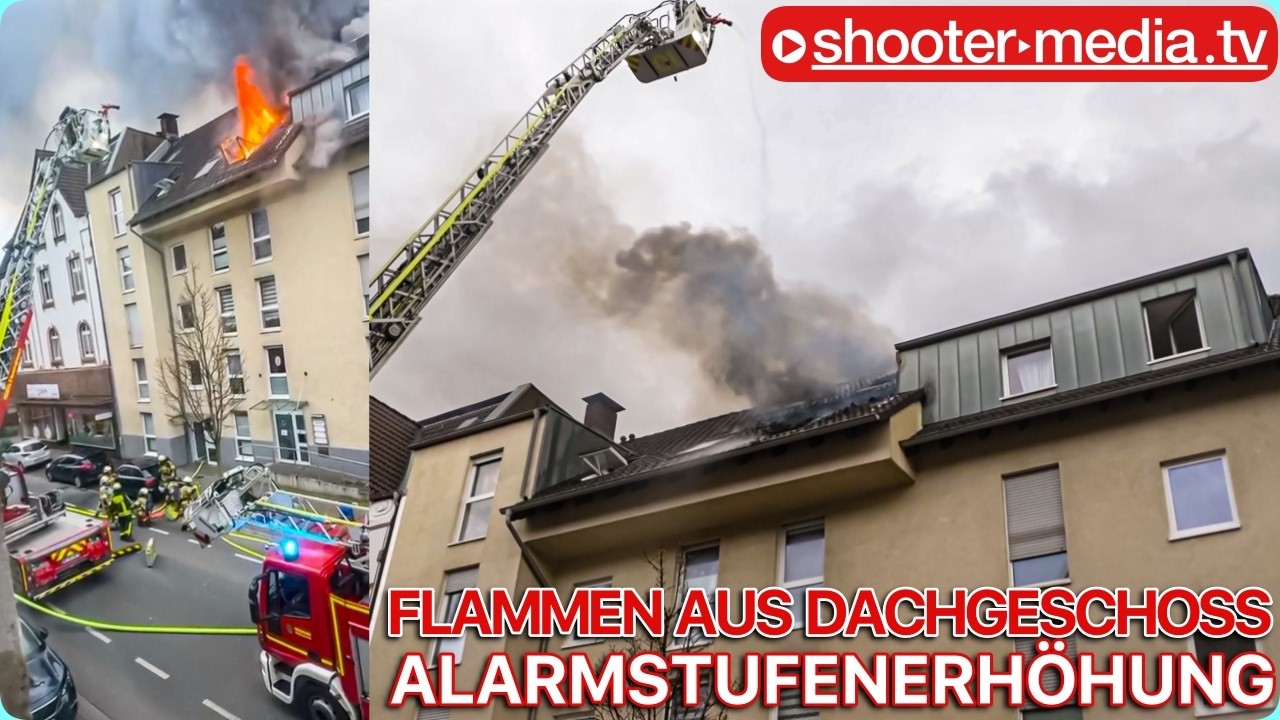 🔥🔥 FLAMMEN AUS DACHGESCHOSS 🚨 ALARMSTUFENERH&Ouml;HUNG 🚨 | 🚒 Feuerwehr im Gro&szlig;einsatz