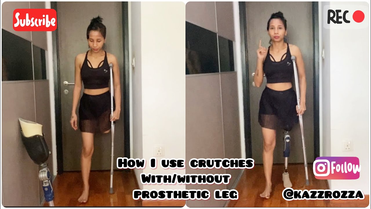 Amputee demonstration “how she use crutches with/without prosthetic leg “😊