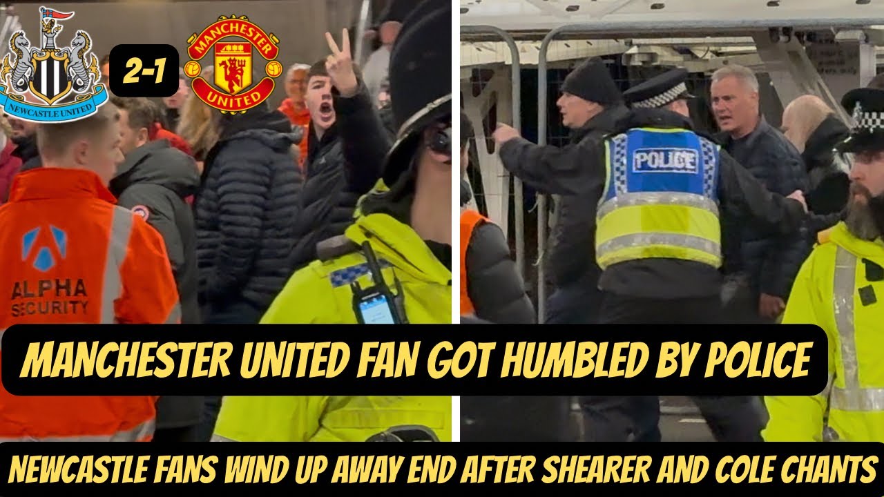 Manchester United SUPPORTER ATTEMPTED TO ATTACK Newcastle fans AFTER LOSING 2-1 TO 10 MEN !!!!!