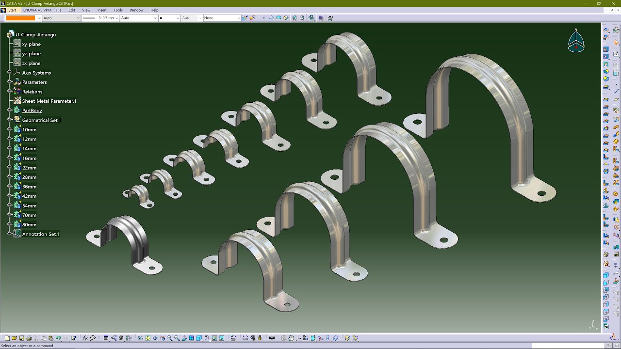 U Clamp Auto size modeling Sheet metal Design in CATIA