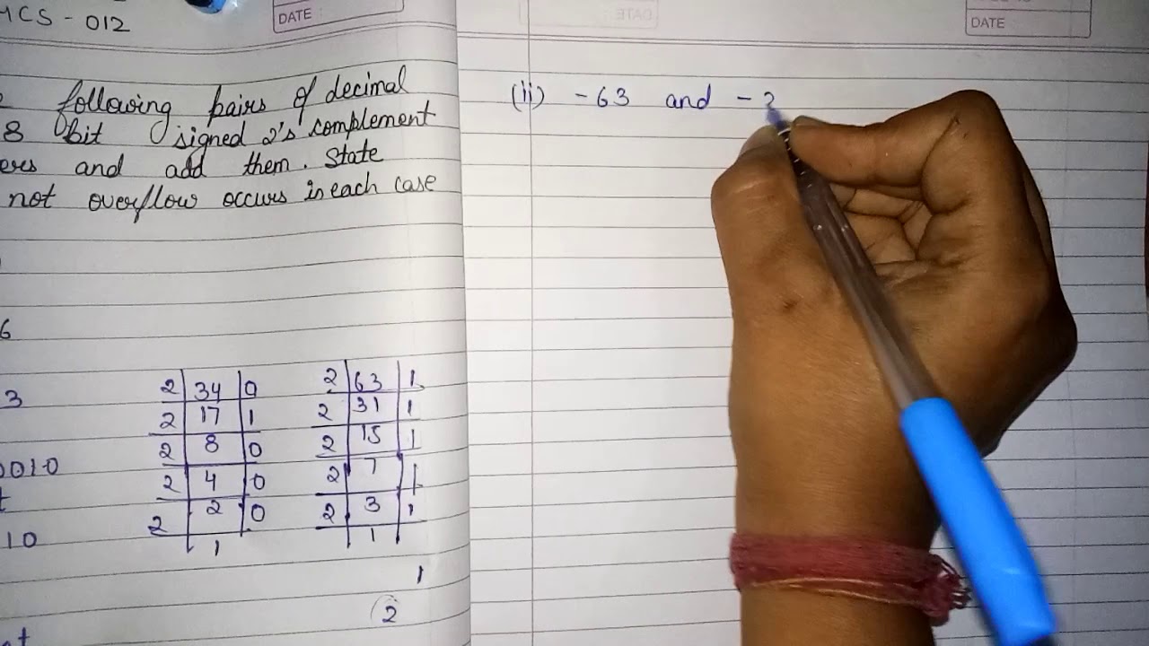 Binary addition || bit signed 2's complement || mcs012 solved june 2018 question paper question 1(a)