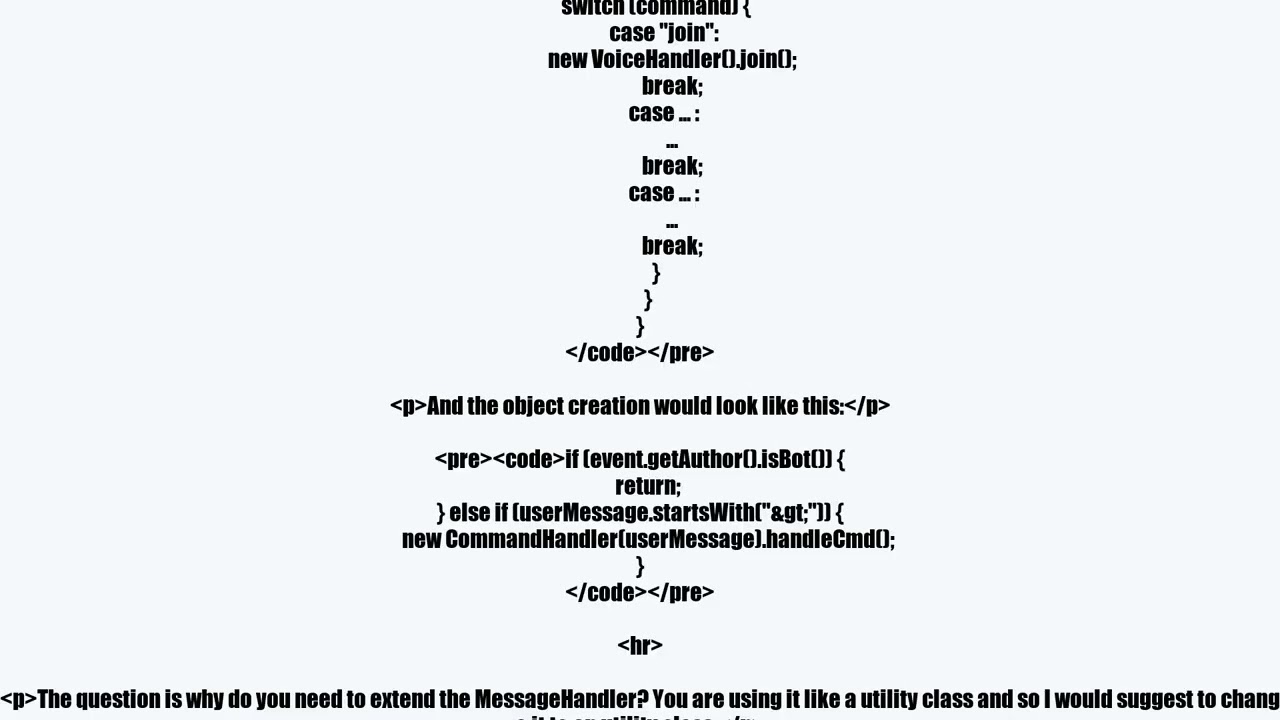 Discord JDA Bot throws NullPointerException when calling extended classvideo
