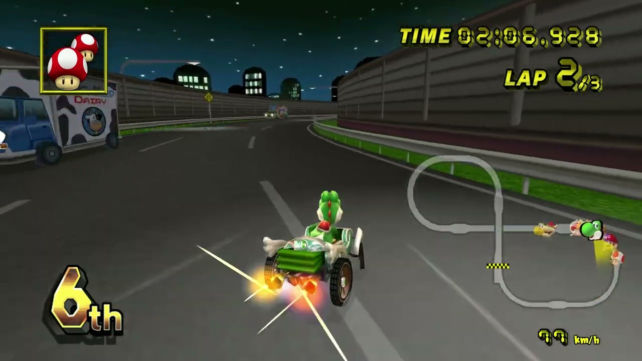 N64 Toad's Turnpike - Mario Kart Wii Custom Track 150cc (Yoshi with Daytripper Kart)