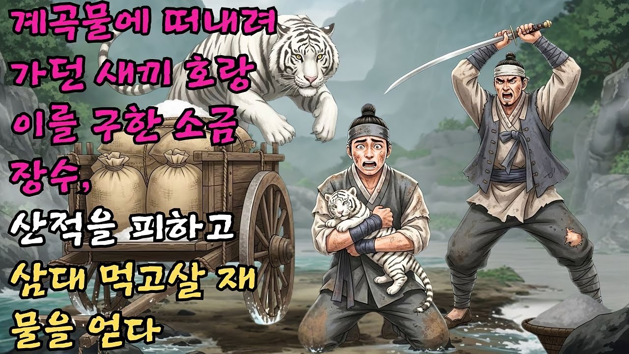계곡물에 떠내려가는 새끼 호랑이를 살려준 덕분에 산적 떼를 피하고 3대가 먹고살 재물을 얻은 소금 장수 | 야담 | 옛날이야기 | 전래동화 | 수면동화#야담 #민담 #전설 #설화