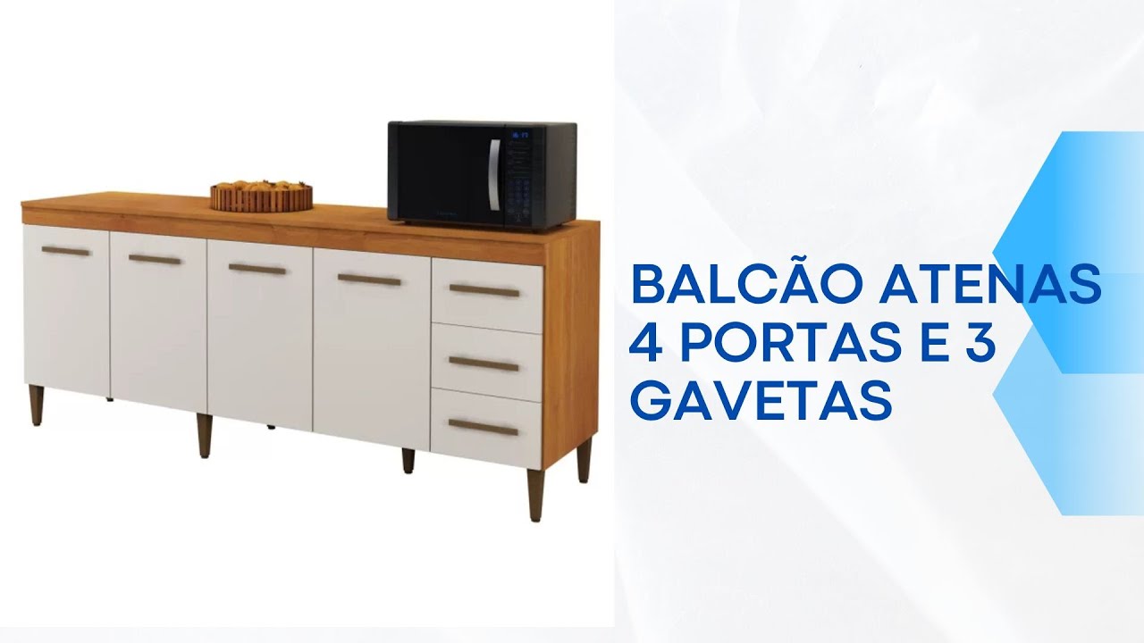 BALCÃO ATENAS 4 PORTAS 3 GAVETAS KAIKI MÓV