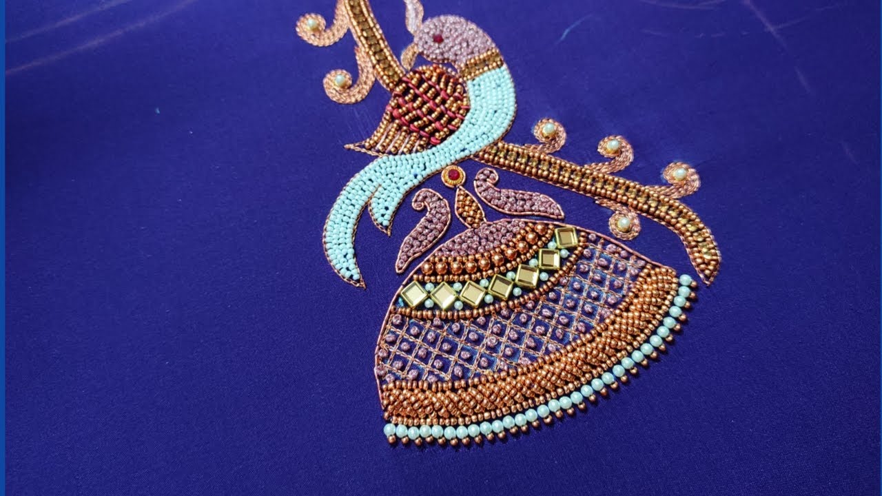 parrot aari work blouse design/simple aari work
