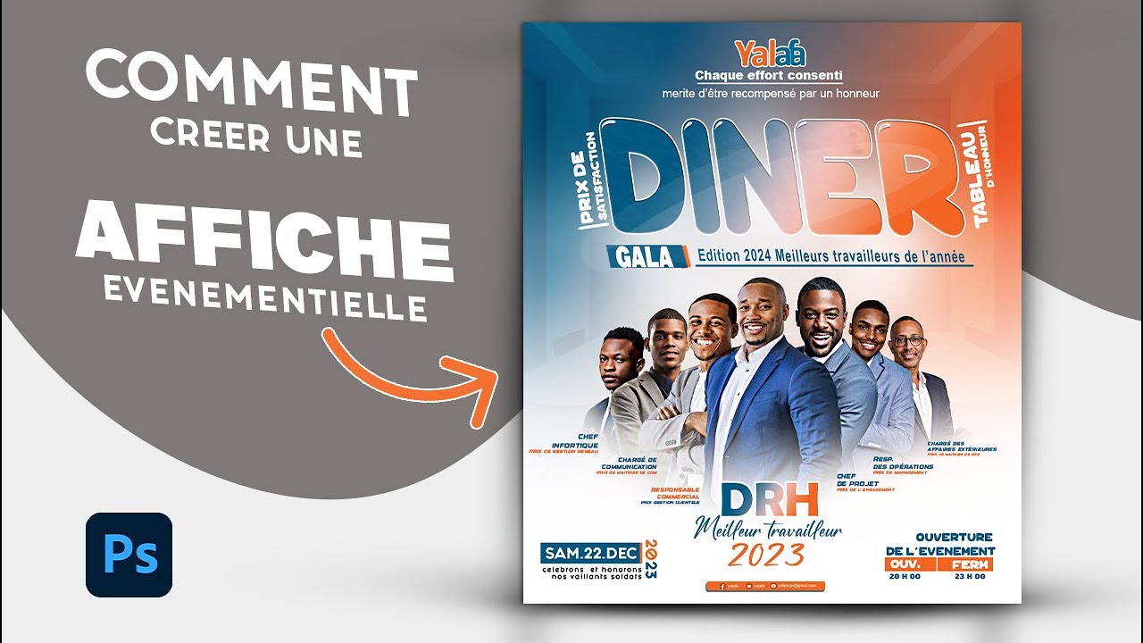 Tutoriel complet pour Concevoir une affiche évènementielle de A à Z | TUTO PHOTOSHOP |
