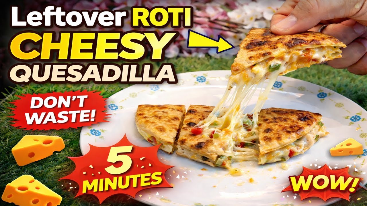 बची हुई रोटी फेंके नहीं! बनाएं ये क्रिस्पी स्नैक 😋 | Leftover Roti Chessy Quesadilla 🤤 #quesadillas 