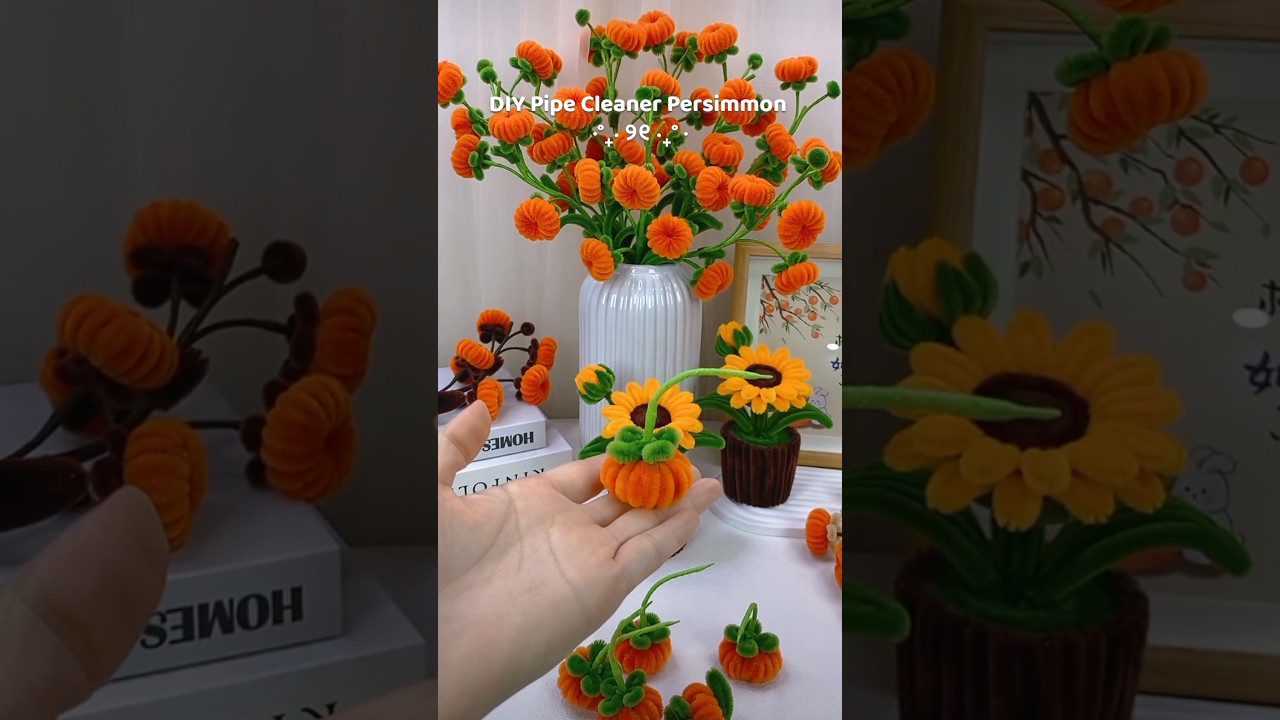 diy pipe cleaner persimmon - how to make a craft with pipe cleaners #handmade #pipecleanercraft