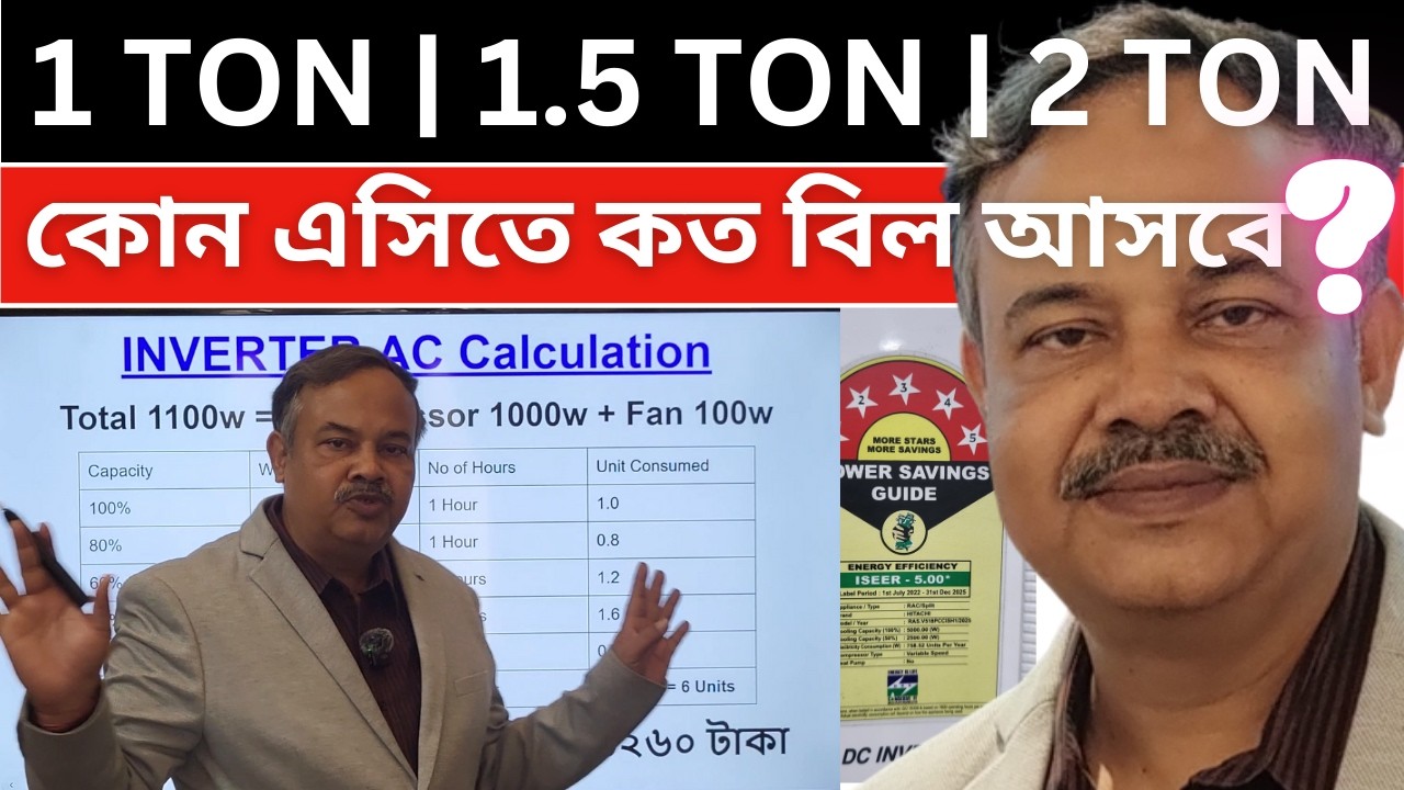 দেখে নিন আপনার এসি তে কত বিল আসবে || Bill Difference of Inverter & Non-Inverter AC explained...