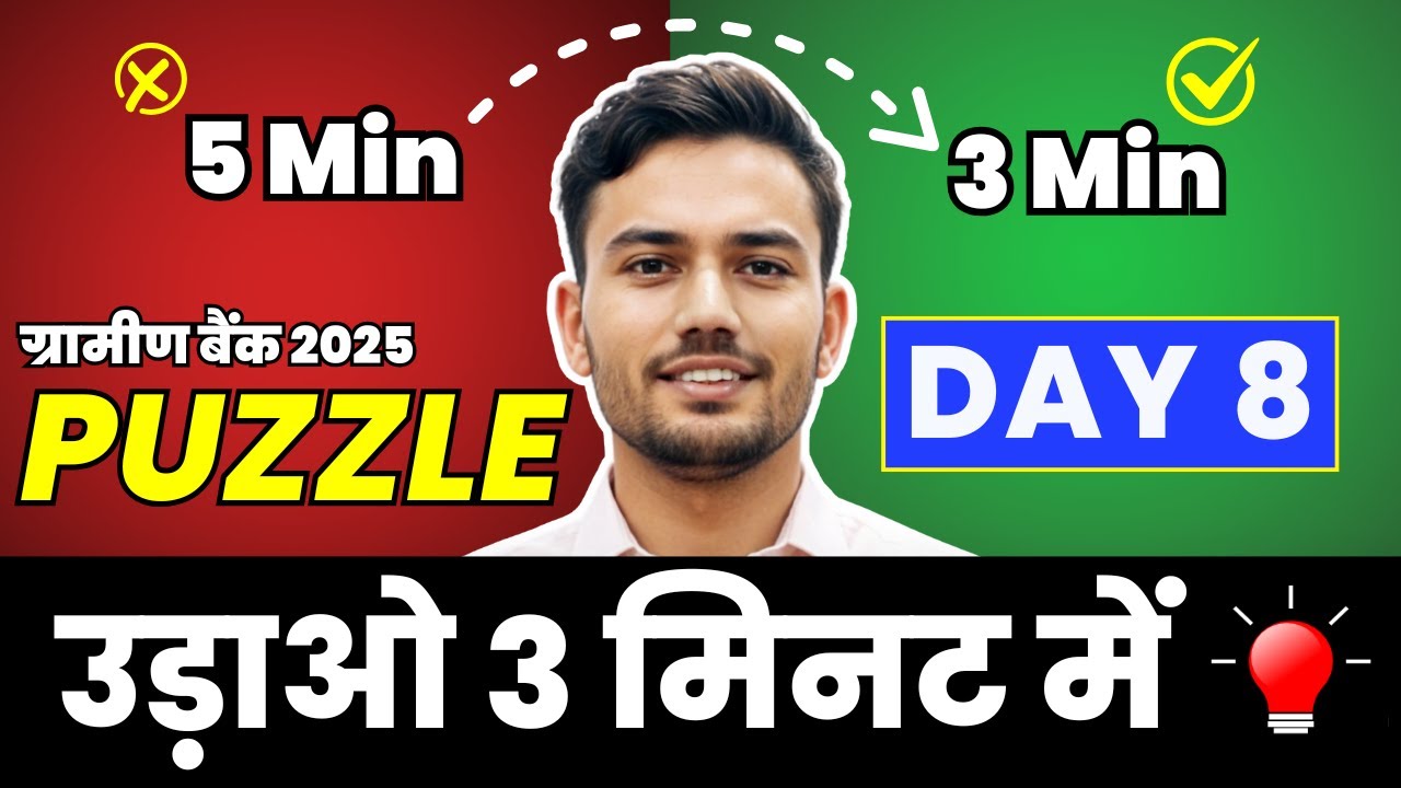 Day 8 - Puzzle उड़ाओ 3 मिनट में | RRB PO Pre Special | Reasoning by Nagesh Sir | Bank Exams