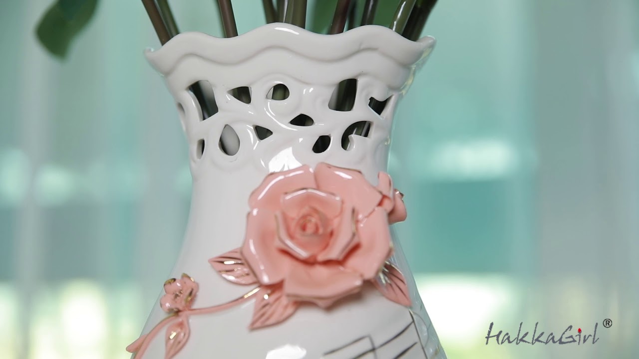 Tall White Ceramic Flower Vases,11.6&rsquo;&rsquo; High Decorative Vases