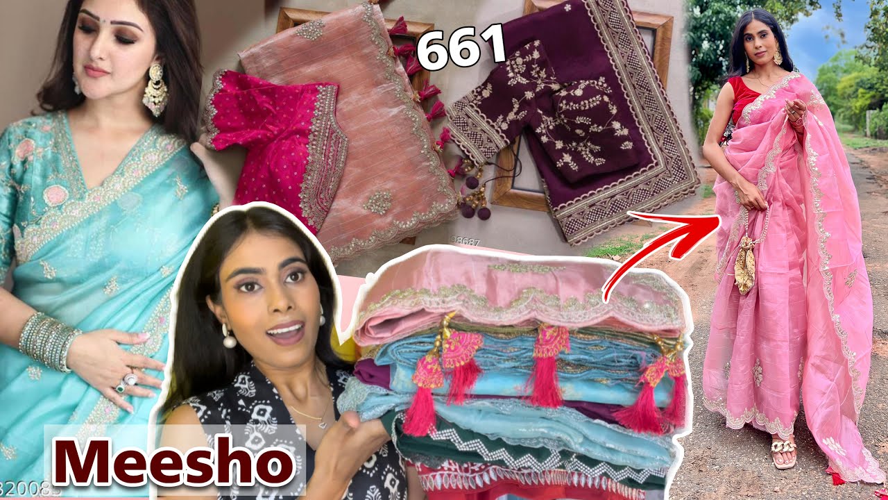 MEESHO Saree Haul| Meesho Organza Saree Haul| Meesho Jimmy chu Saree starting @691| Meesho partywear