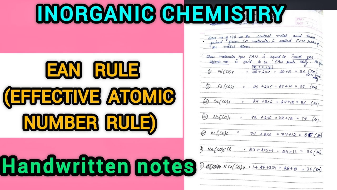 EAN (Effective Atomic No.)Rule - Inorganic Chemistry @ChemistryChampss