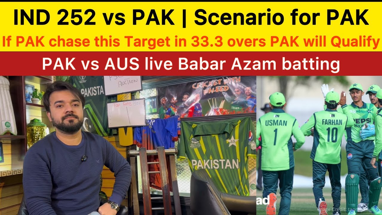 INDIA 252 vs PAK scenario for Pakistan chase this in 33.3 overs | PAK vs IND U19 & PAK vs AUS Live