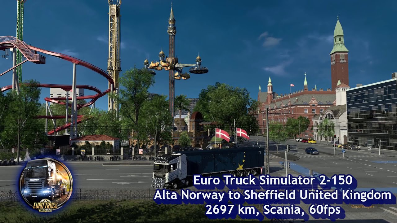 Euro Truck Simulator 2 150, Alta Norway to Sheffield United Kingdom, 2697 km, Scania, 60fps
