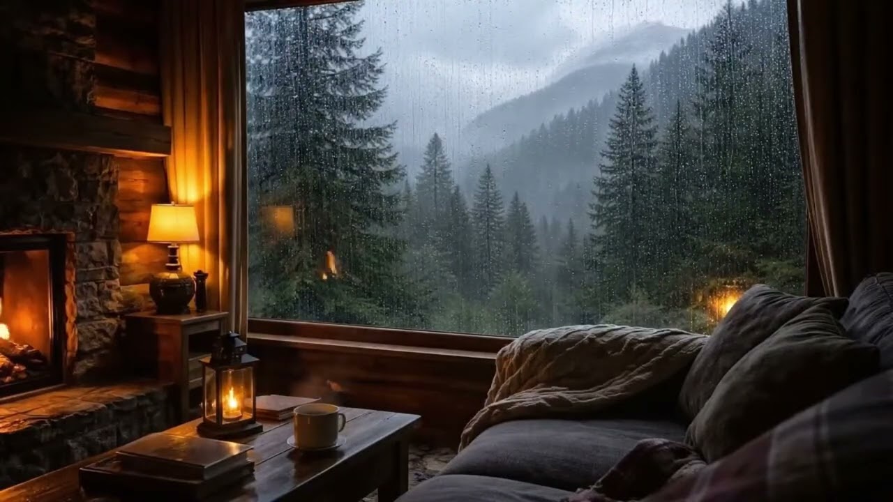 Stormy Haven Shelter with Rain and Fireplace Comfort AHD 4K